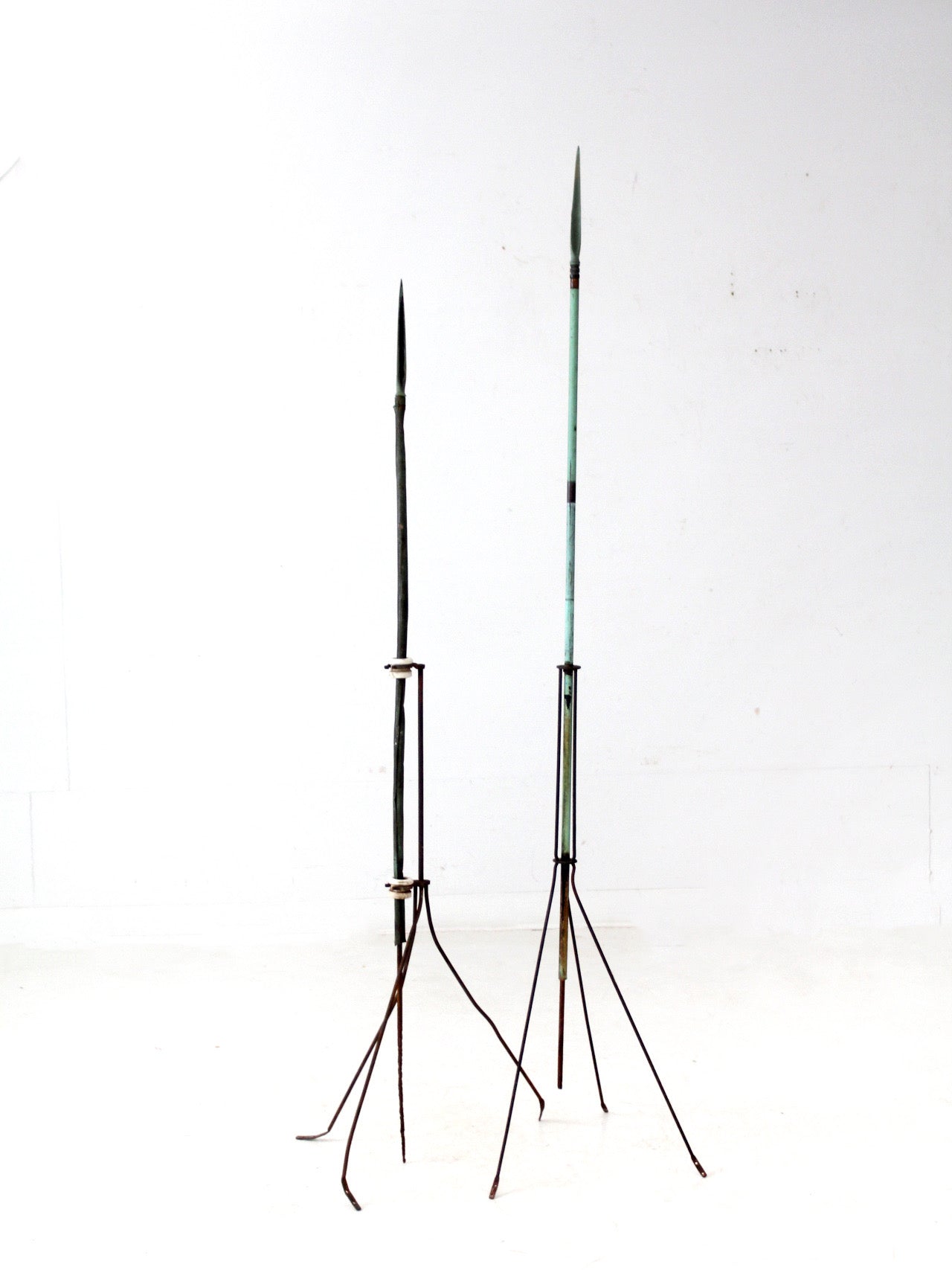 antique American lightning rods pair