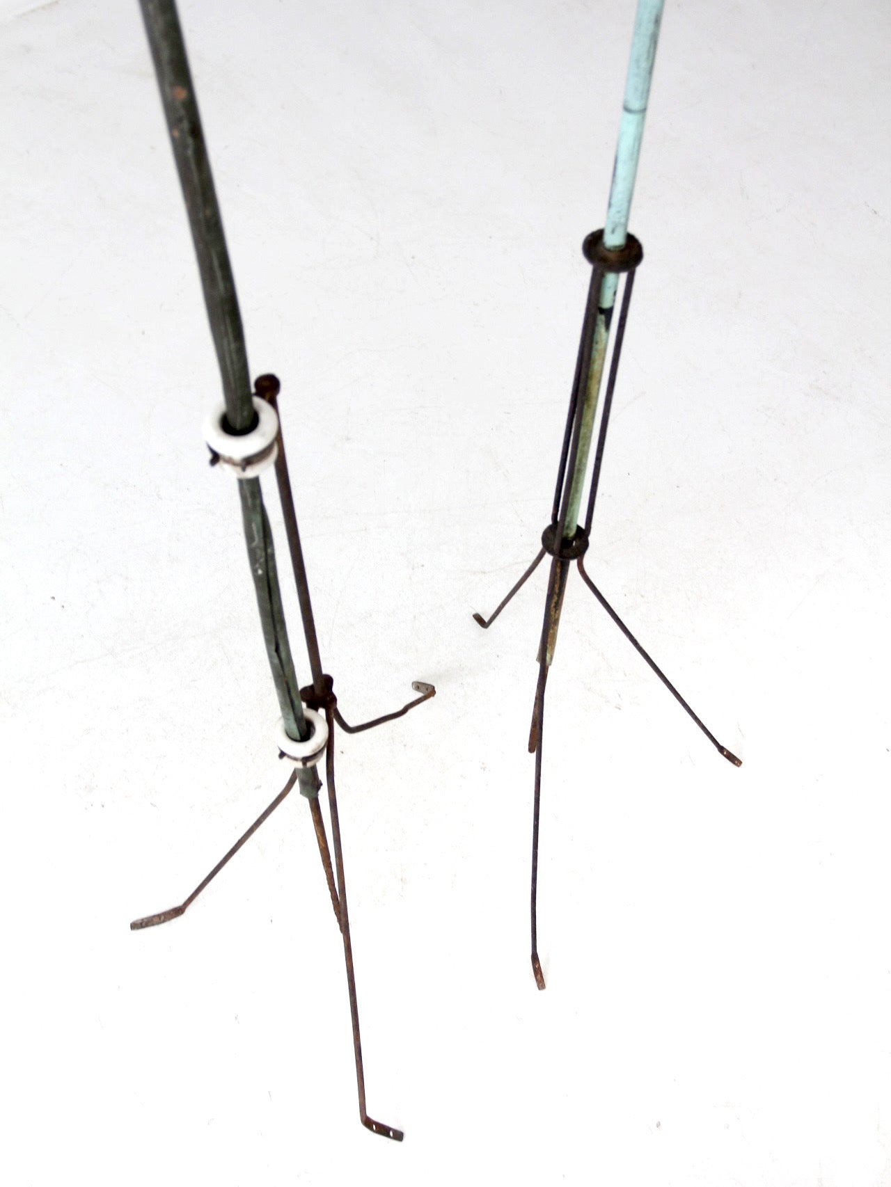antique American lightning rods pair
