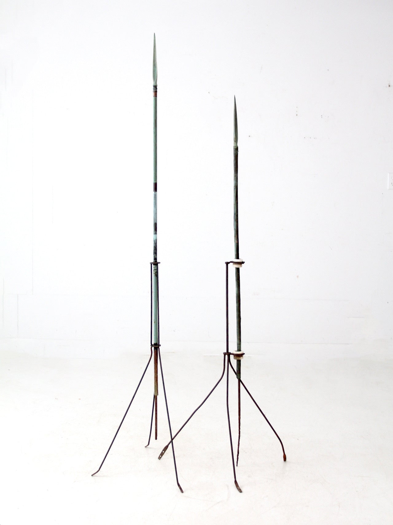 antique American lightning rods pair