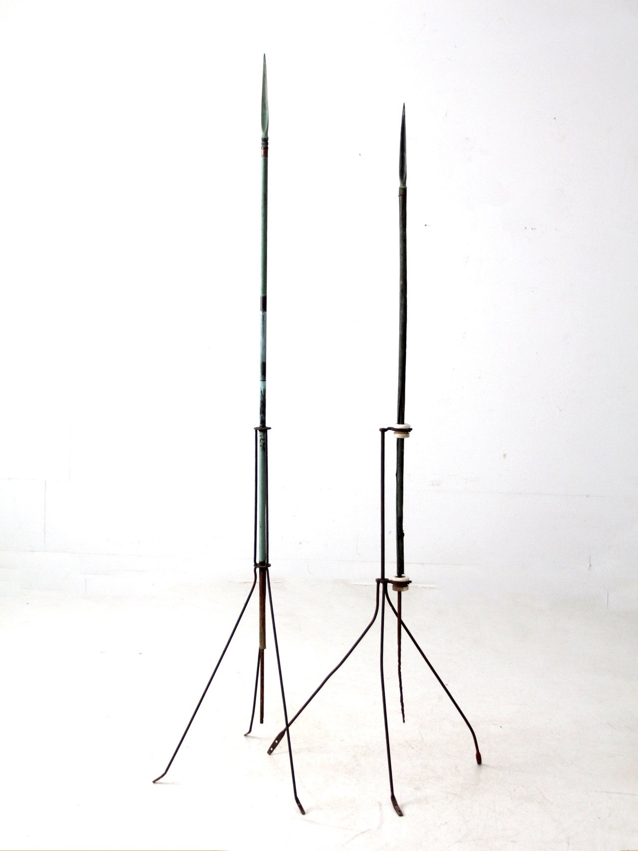 antique American lightning rods pair
