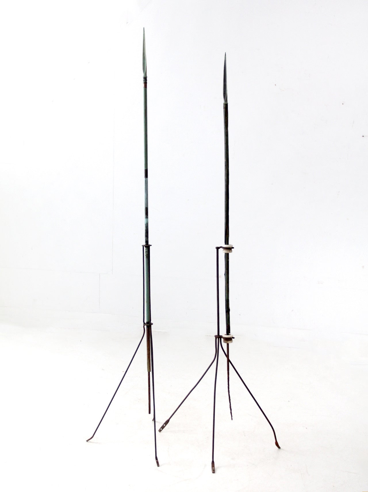antique American lightning rods pair