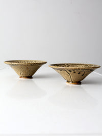 vintage handmade pottery bowls pair