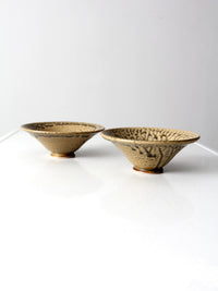 vintage handmade pottery bowls pair