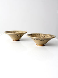 vintage handmade pottery bowls pair