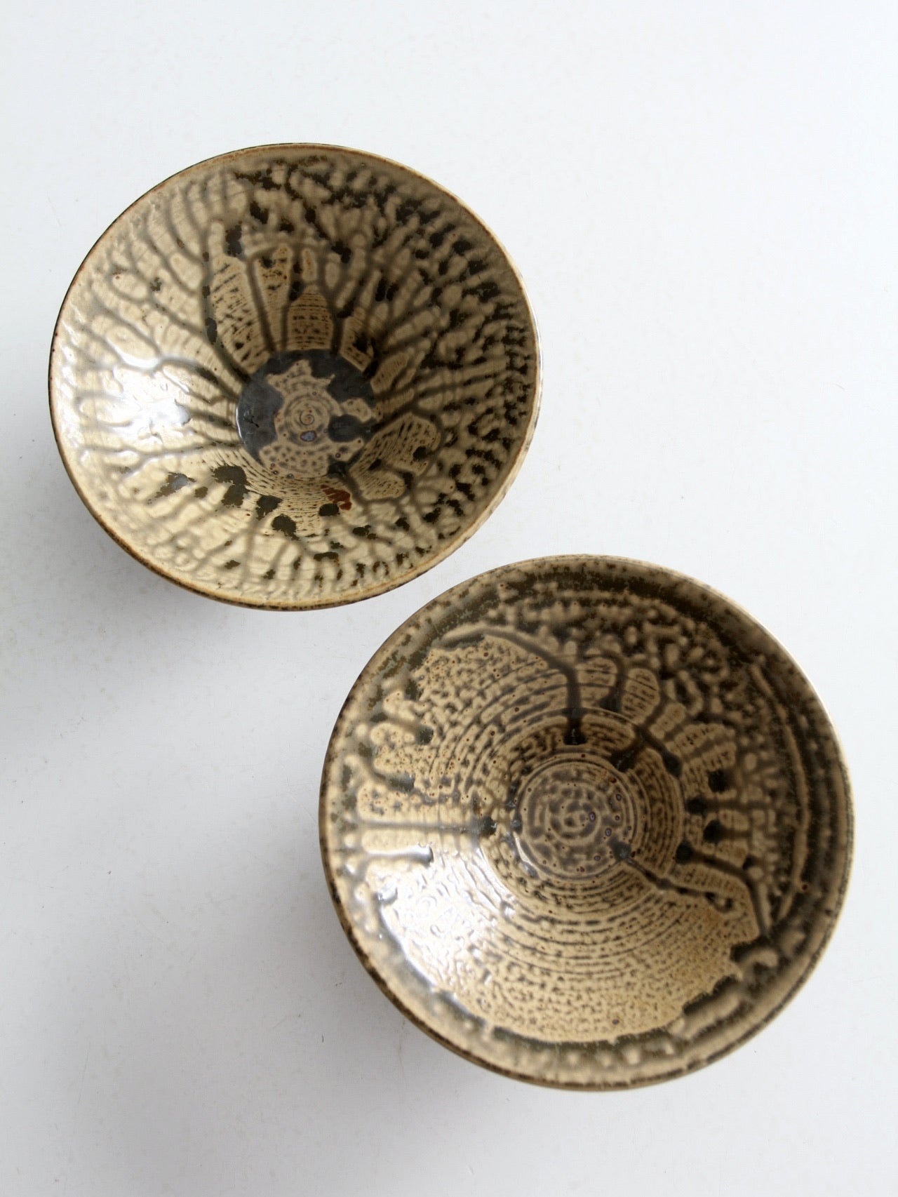 vintage handmade pottery bowls pair