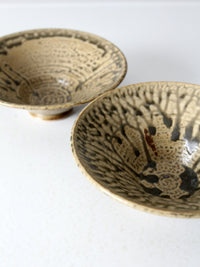 vintage handmade pottery bowls pair