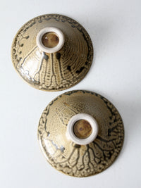 vintage handmade pottery bowls pair