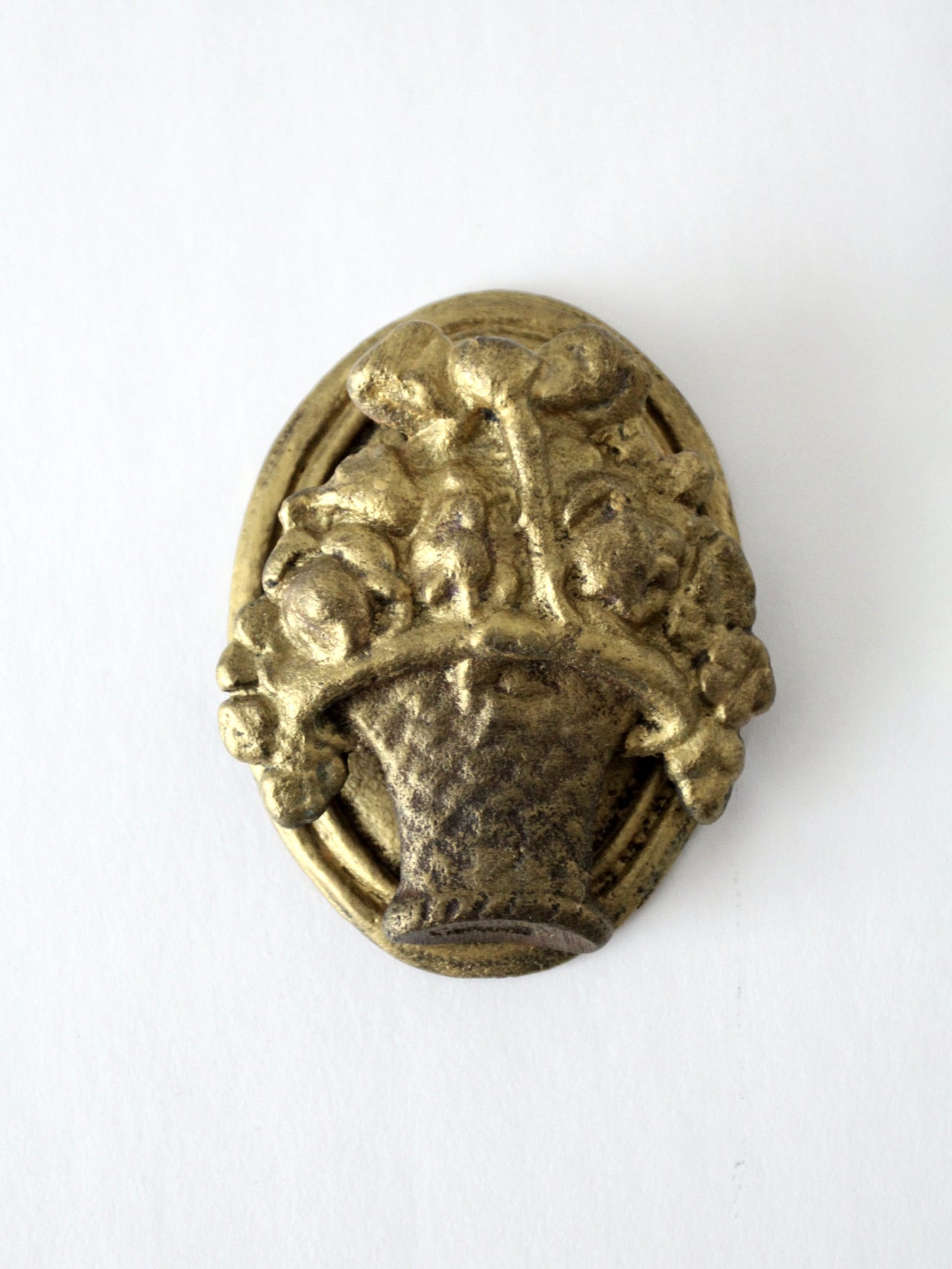 vintage brass flower basket door knocker