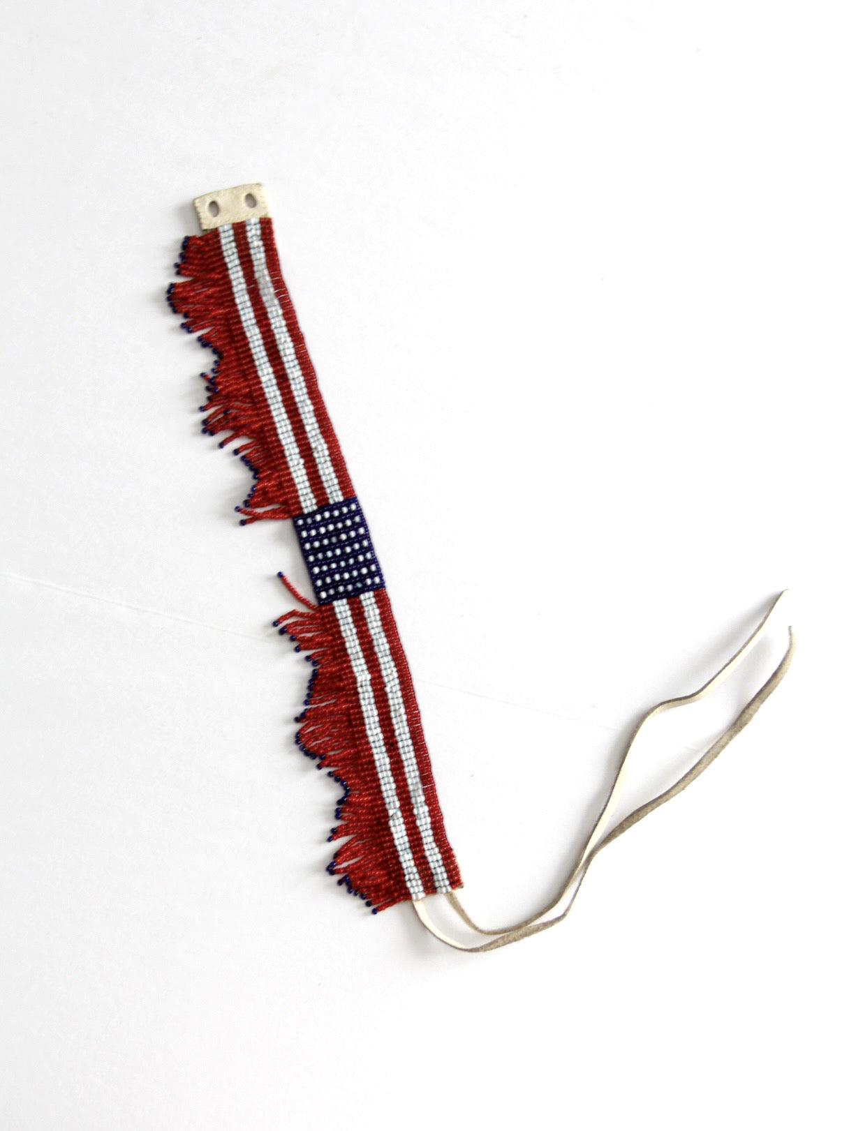vintage American flag beaded choker necklace