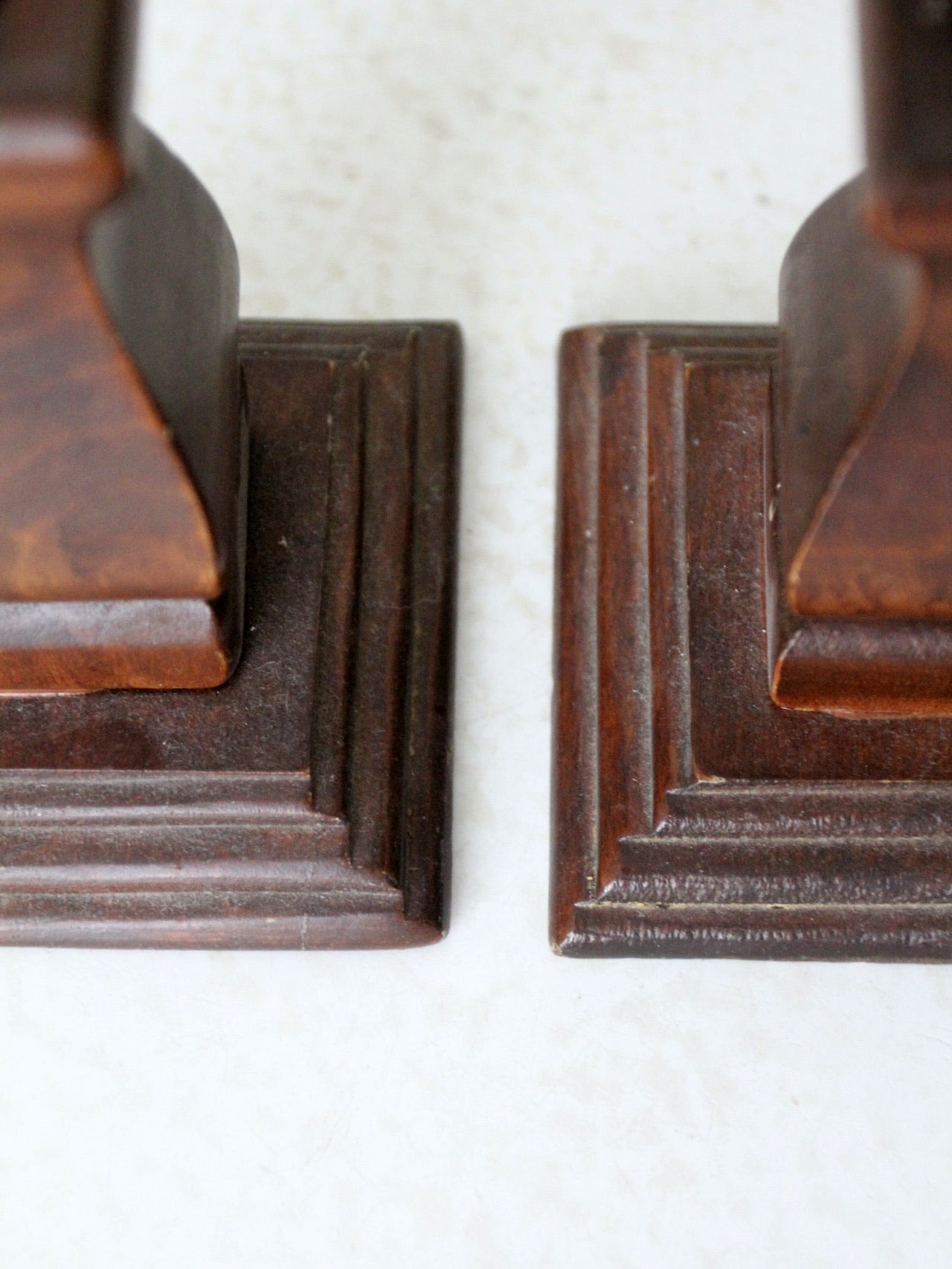 vintage wood candlestick holders pair