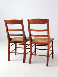 antique Victorian ladder back chairs with cane seats pair
