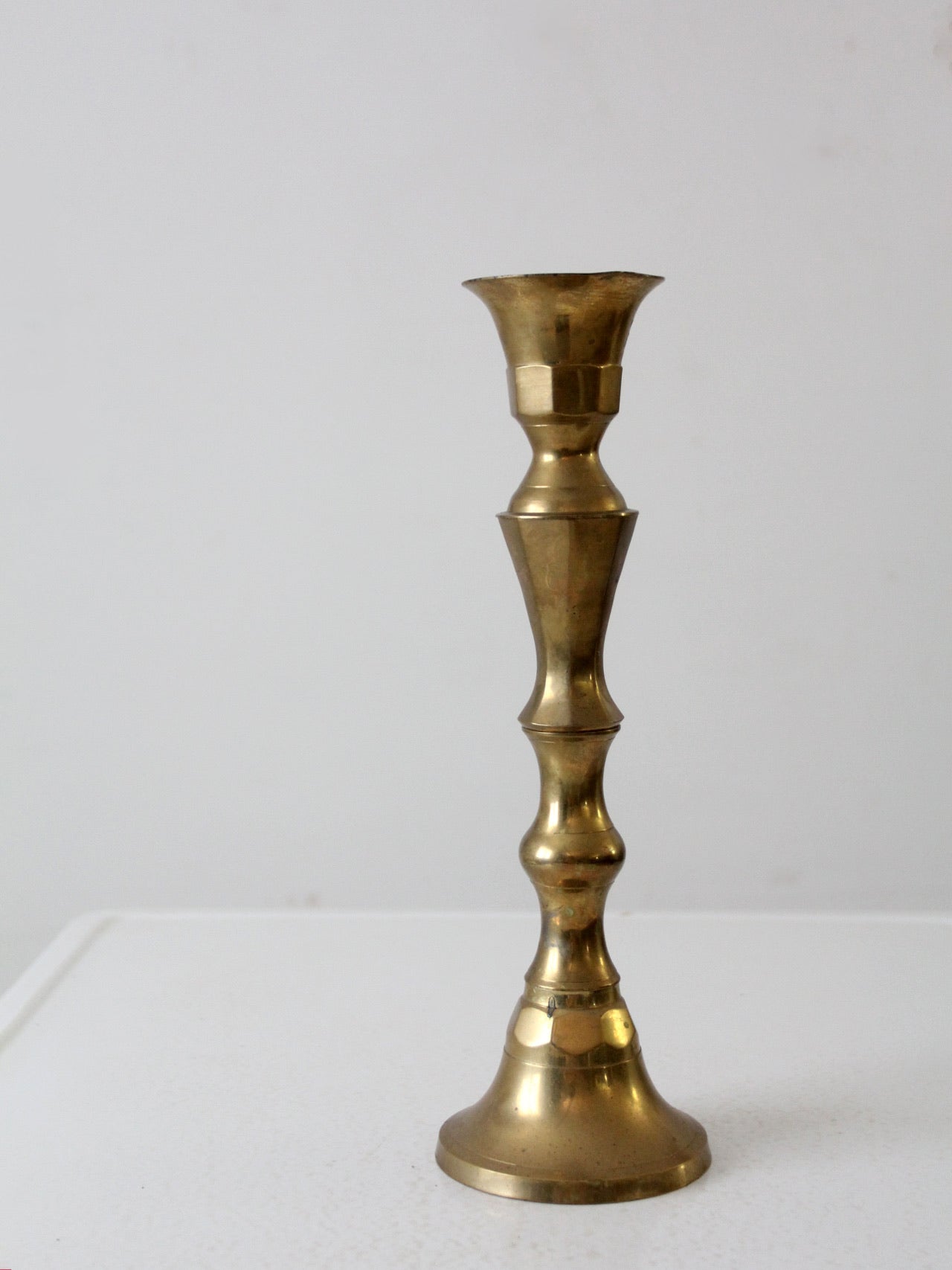 antique brass baluster candlestick holder