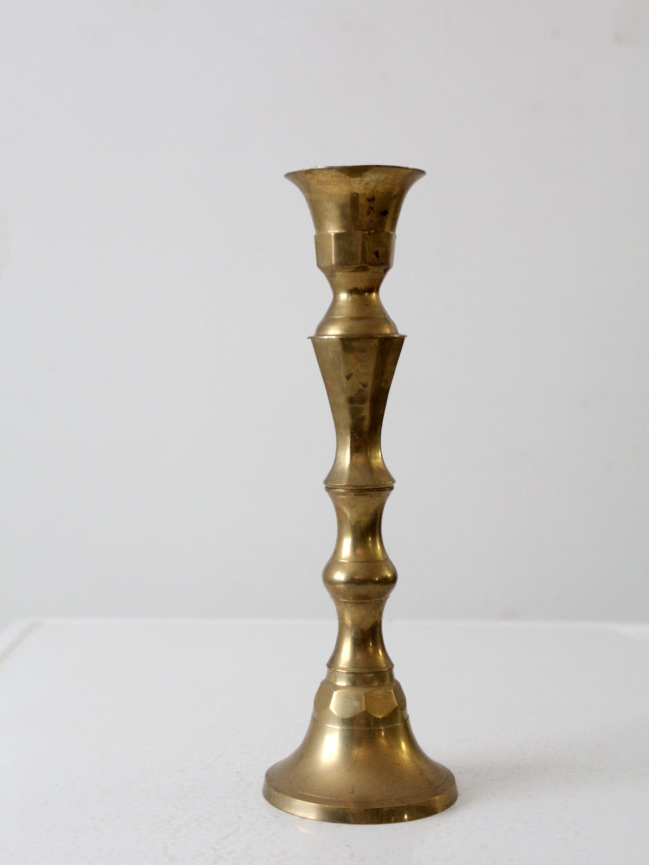 antique brass baluster candlestick holder