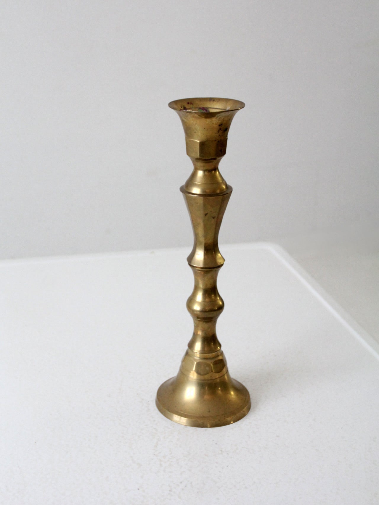 antique brass baluster candlestick holder