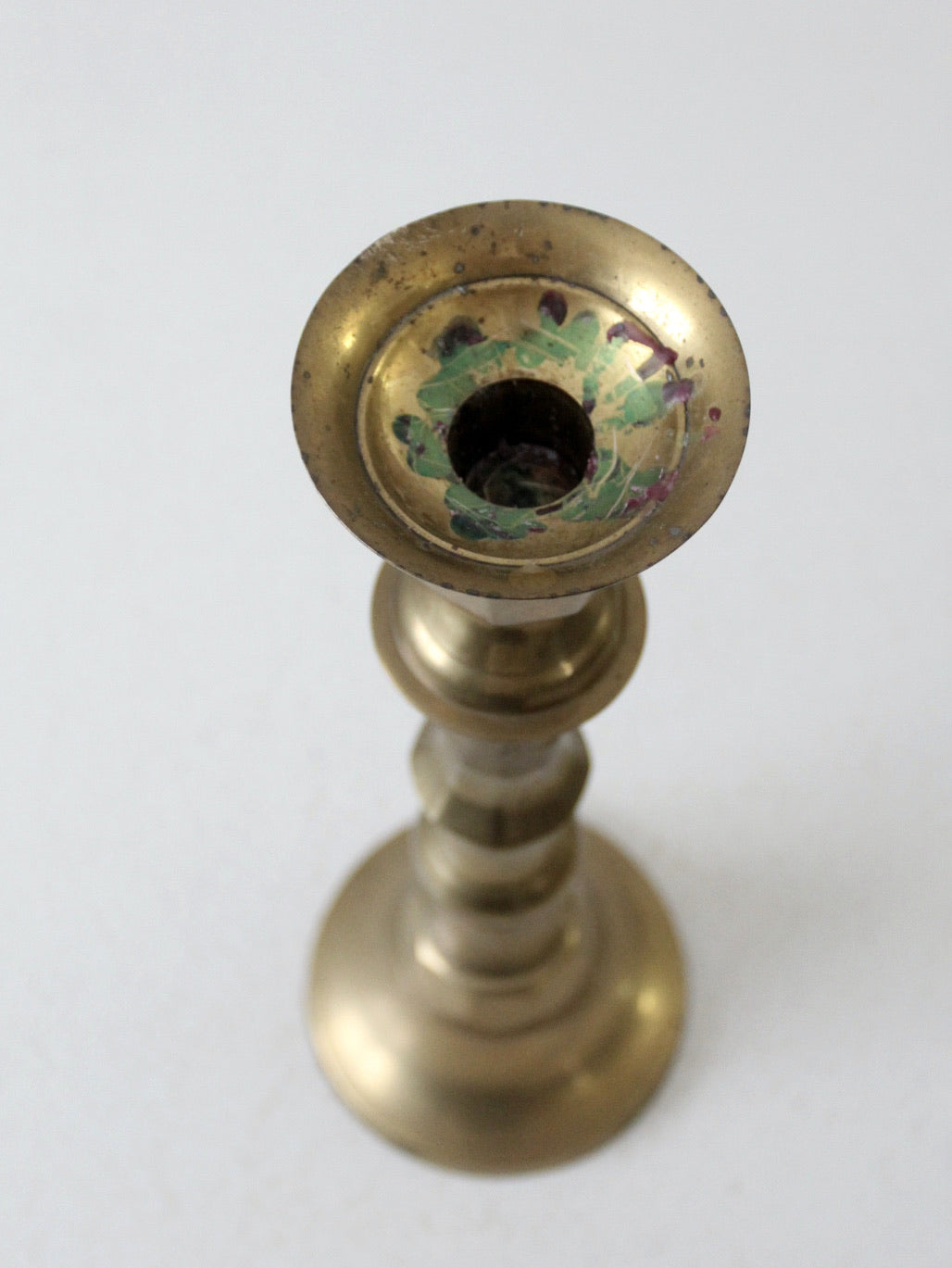 antique brass baluster candlestick holder
