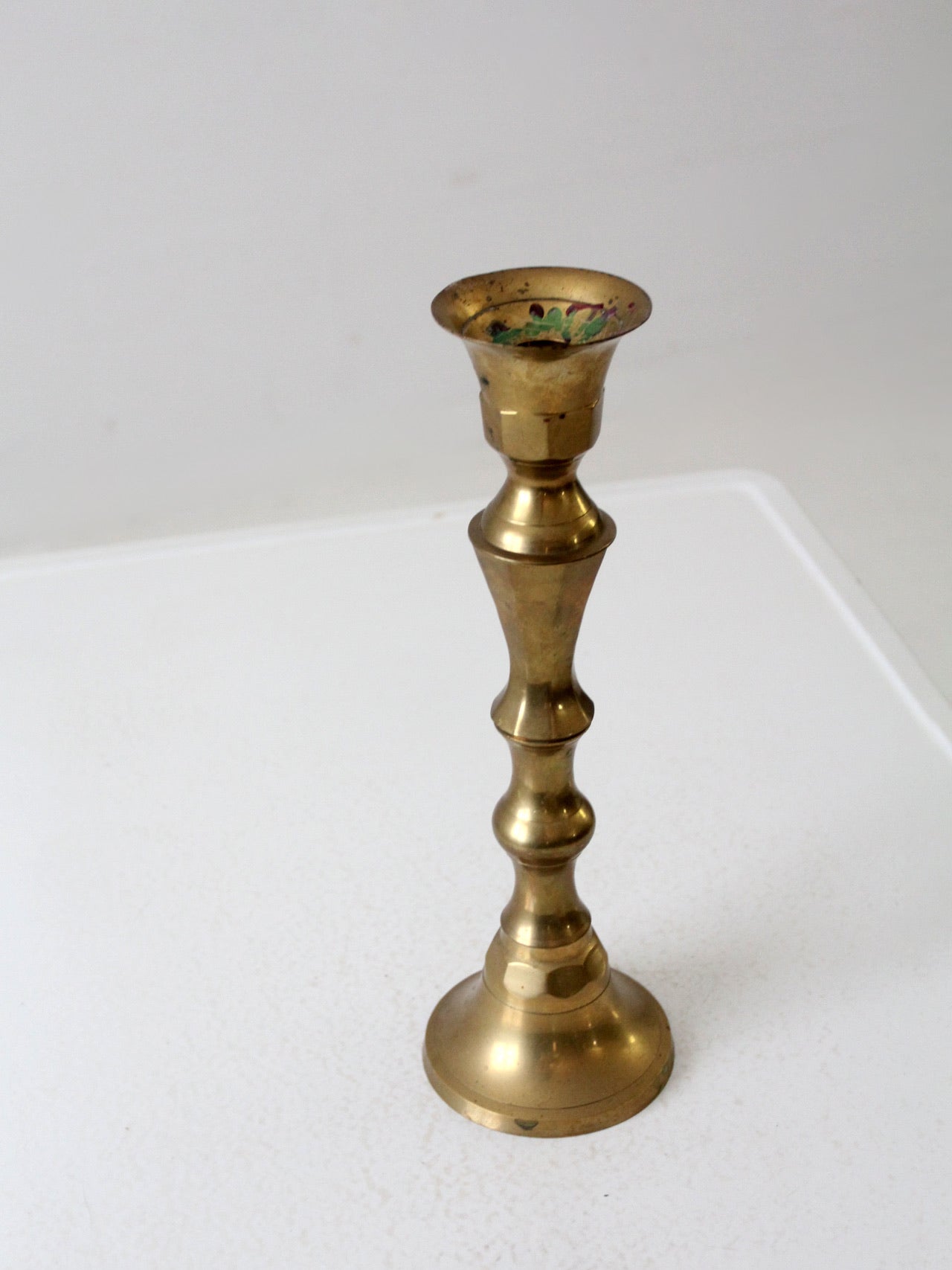 antique brass baluster candlestick holder