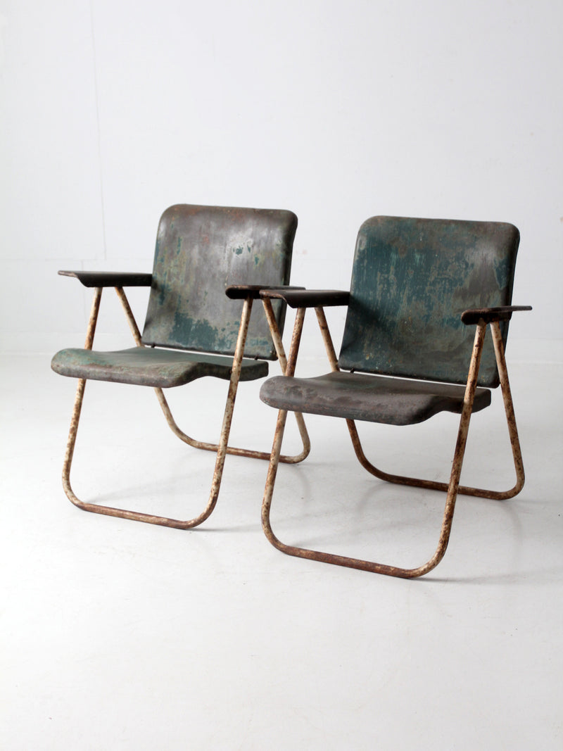mid century patio chairs pair