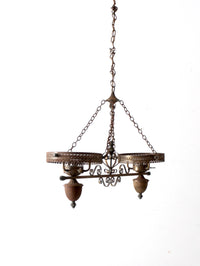 antique Victorian hanging double parlor oil lamp chandelier