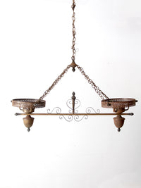 antique Victorian hanging double parlor oil lamp chandelier