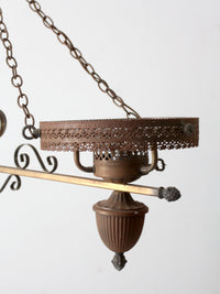 antique Victorian hanging double parlor oil lamp chandelier