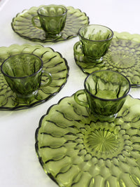 vintage 70s Anchor Hocking Fairfield snack plate and cup set of 8