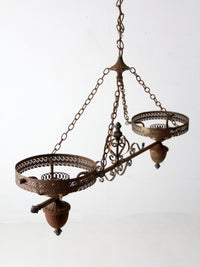 antique Victorian hanging double parlor oil lamp chandelier