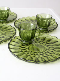 vintage 70s Anchor Hocking Fairfield snack plate and cup set of 8