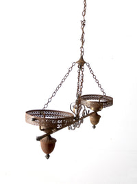 antique Victorian hanging double parlor oil lamp chandelier