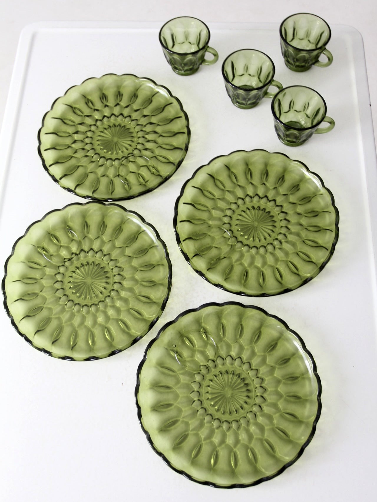 vintage 70s Anchor Hocking Fairfield snack plate and cup set of 8