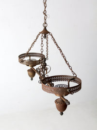 antique Victorian hanging double parlor oil lamp chandelier