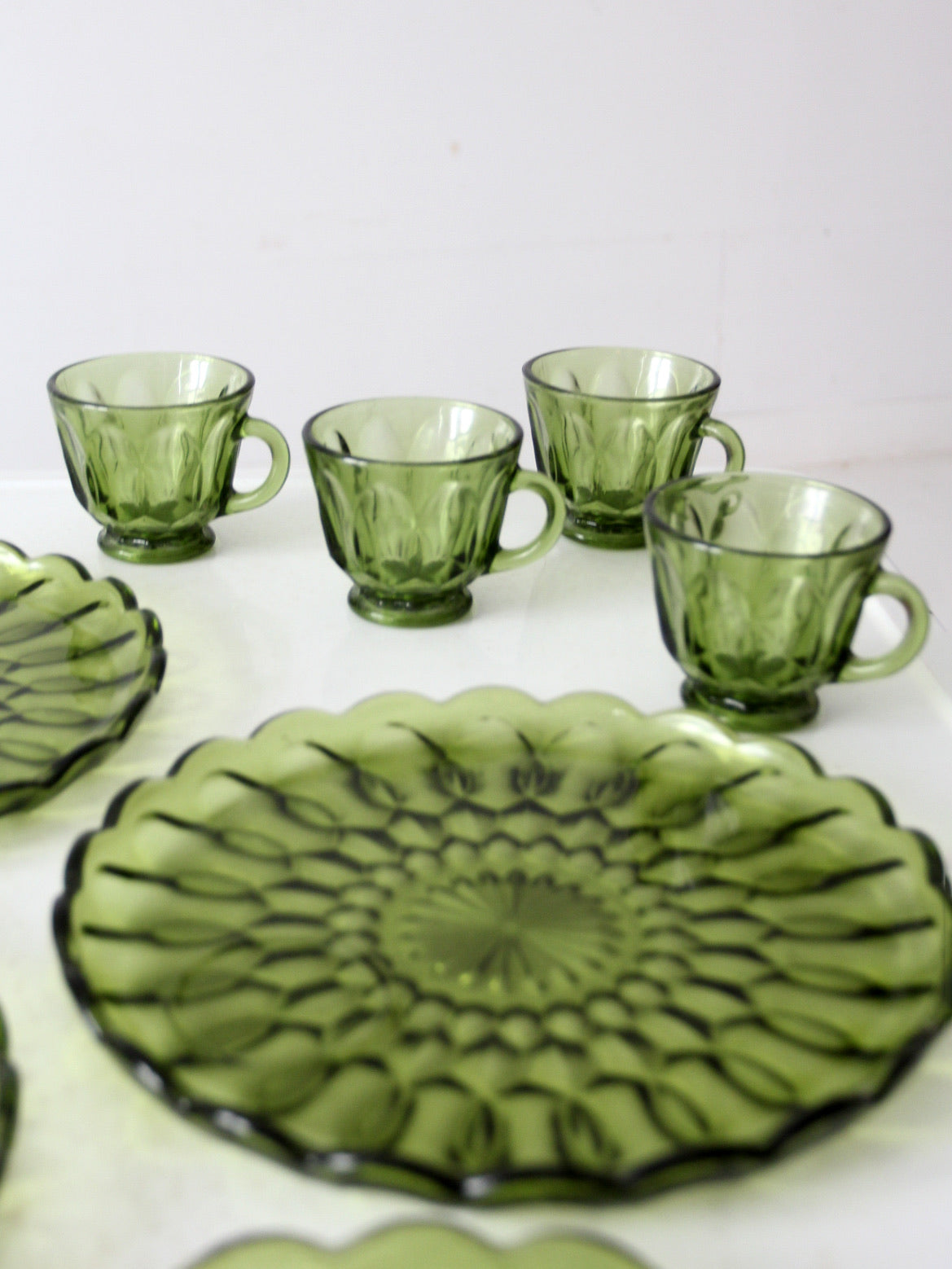 vintage 70s Anchor Hocking Fairfield snack plate and cup set of 8