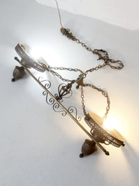antique Victorian hanging double parlor oil lamp chandelier