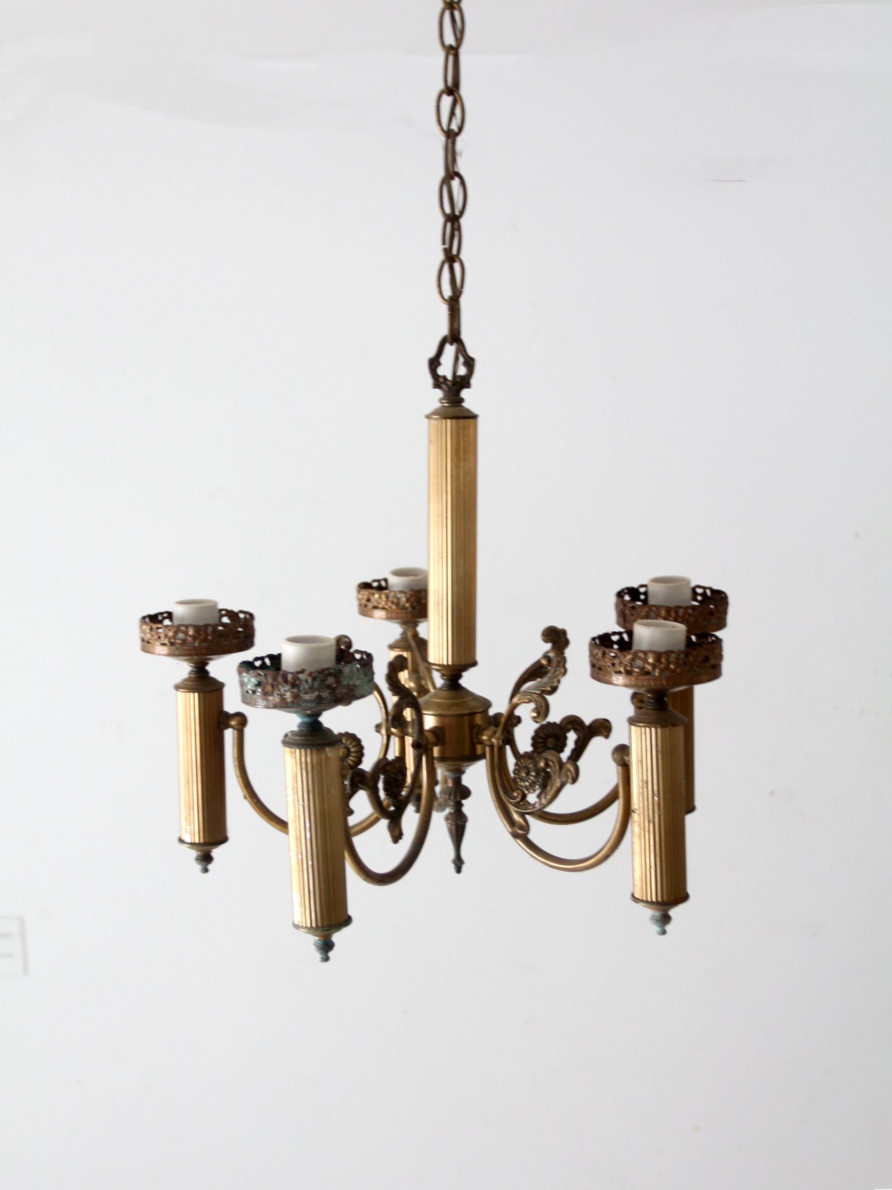 vintage candle style five arm chandelier