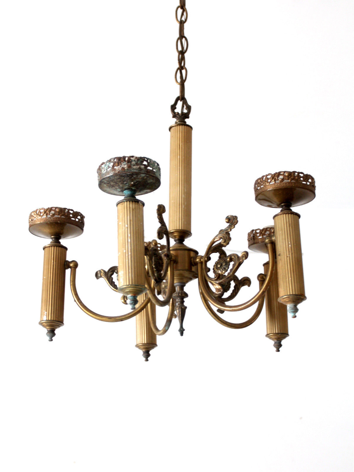 vintage candle style five arm chandelier