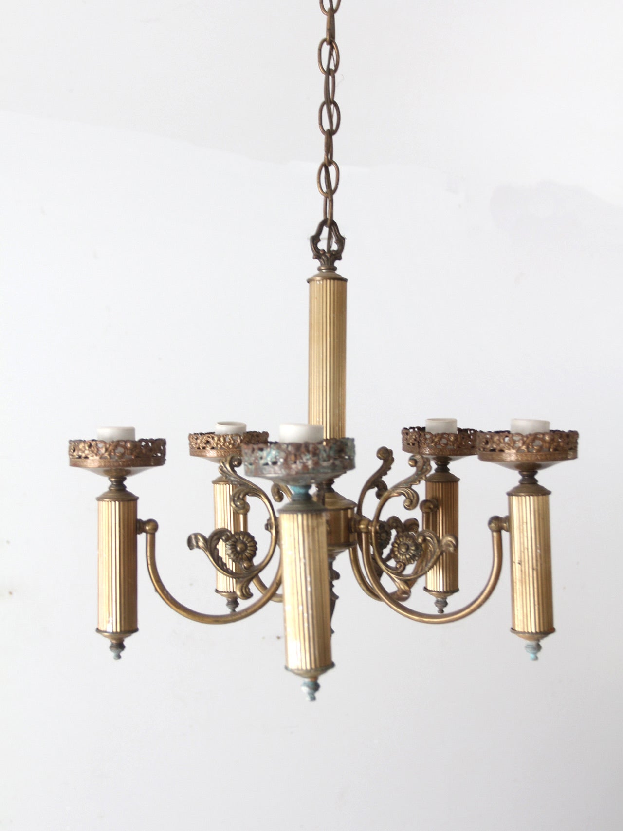 vintage candle style five arm chandelier