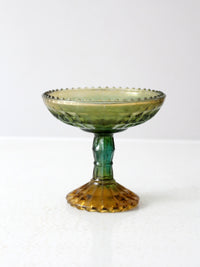vintage green pressed glass compote dish