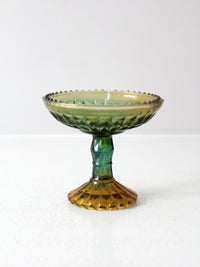vintage green pressed glass compote dish