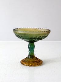 vintage green pressed glass compote dish