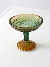 vintage green pressed glass compote dish