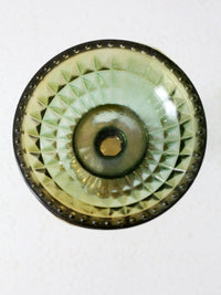 vintage green pressed glass compote dish
