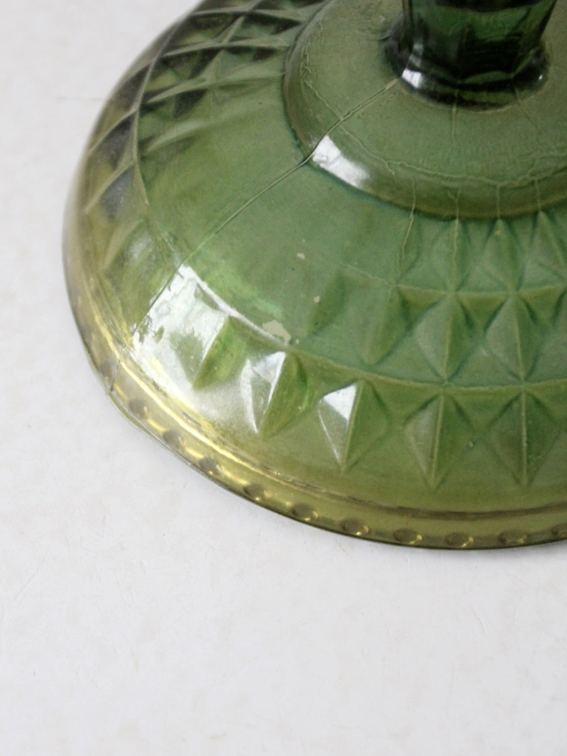 vintage green pressed glass compote dish