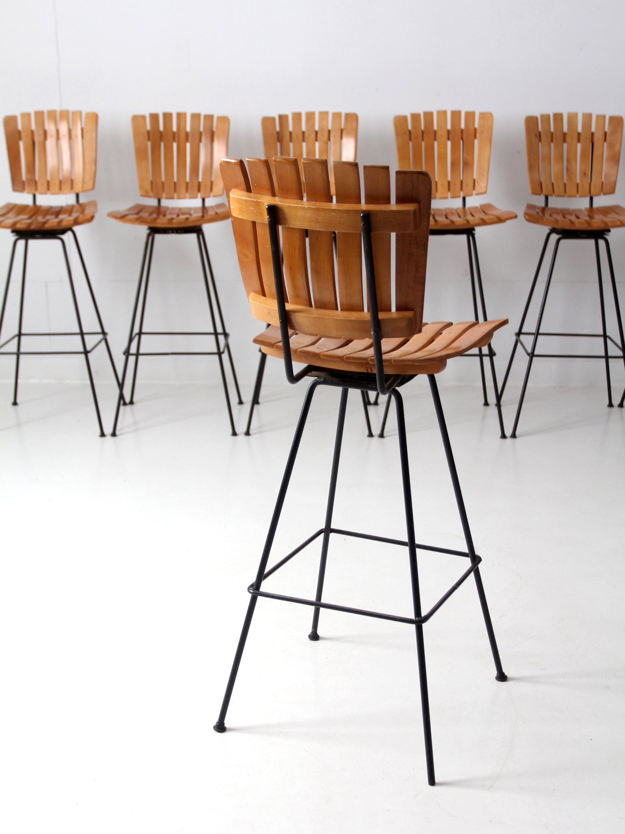 mid century Arthur Umanoff bar stools set of 8