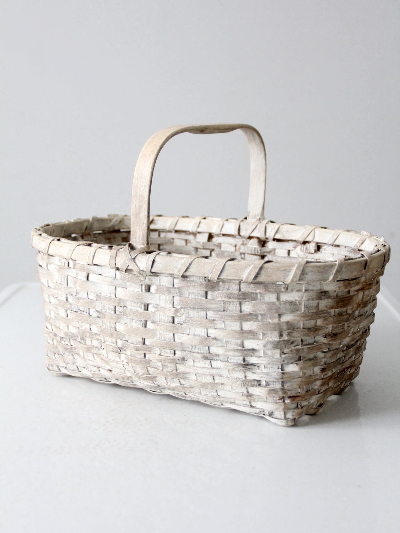 vintage white splint weave basket