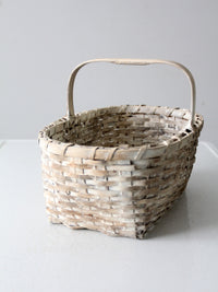 vintage white splint weave basket
