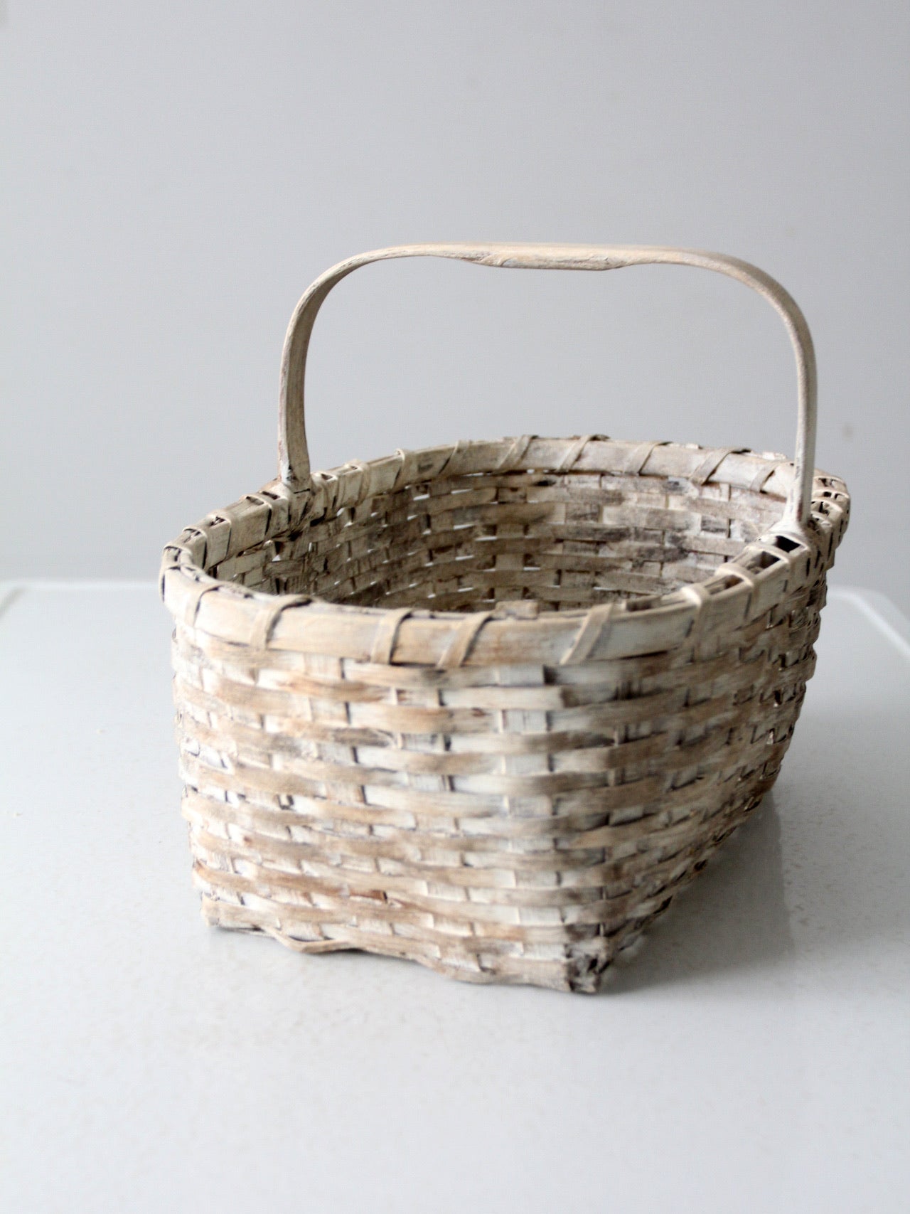 vintage white splint weave basket