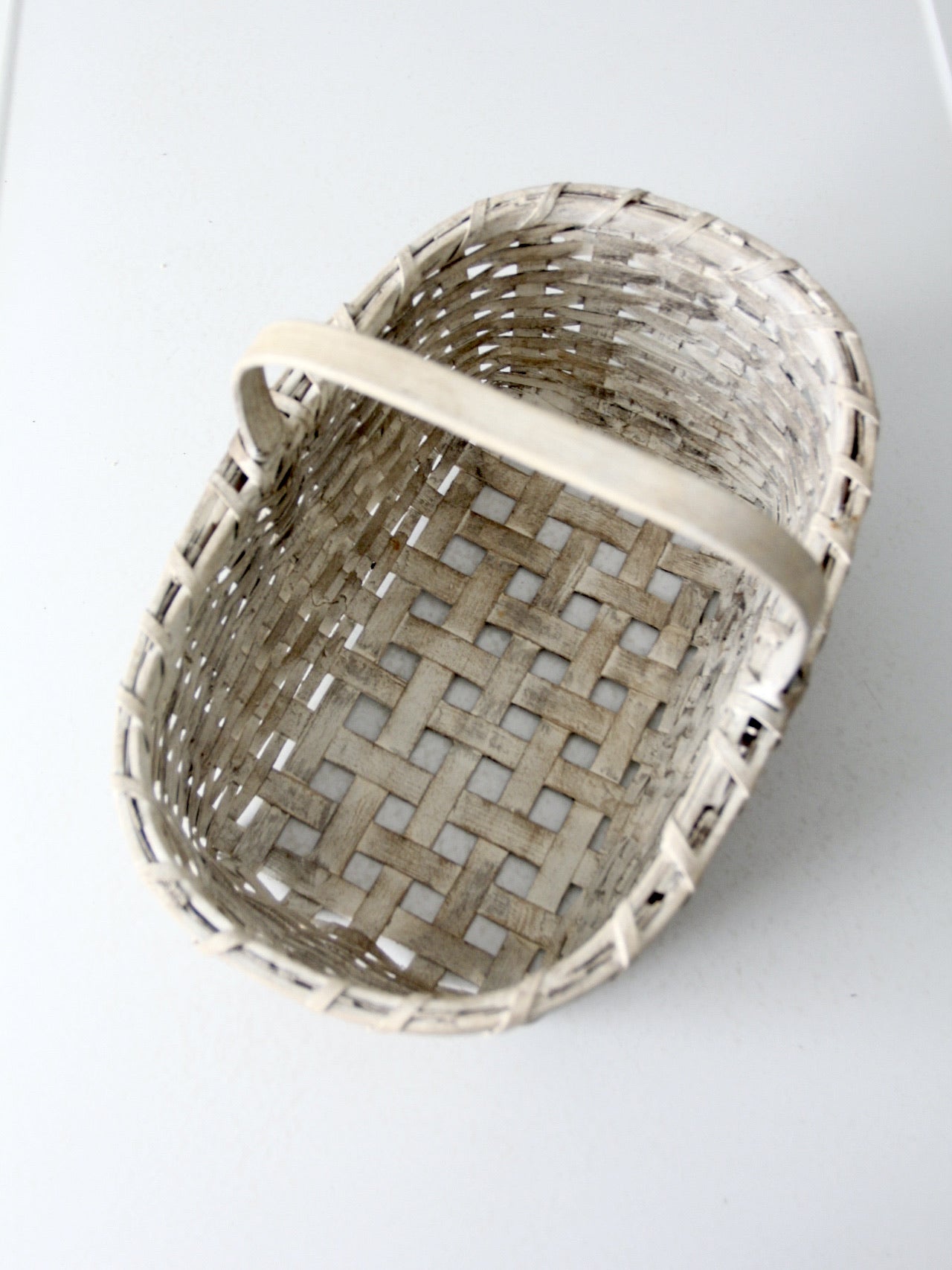 vintage white splint weave basket
