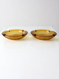 vintage Anchor Hocking Soreno honey gold ashtray pair