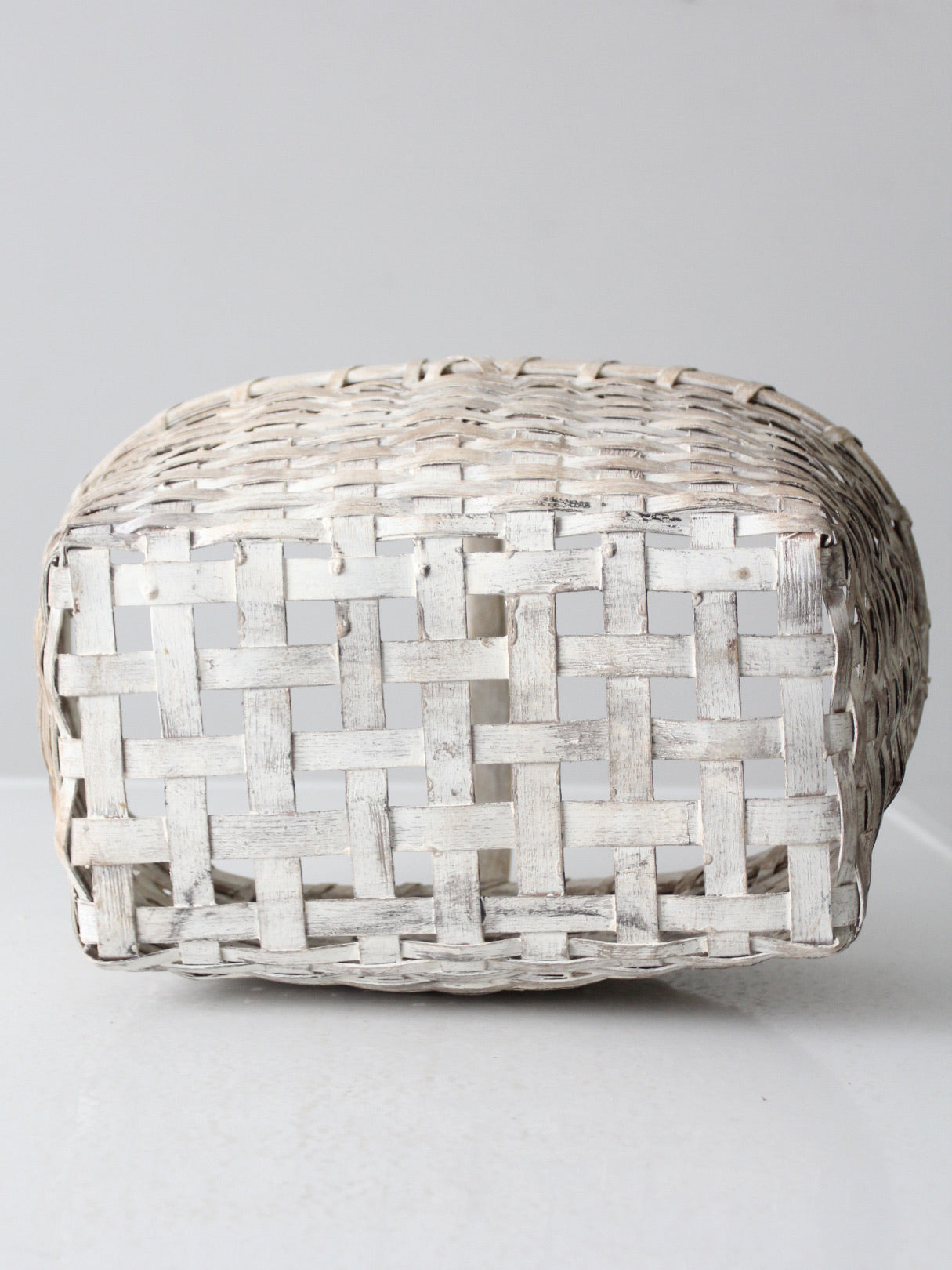 vintage white splint weave basket