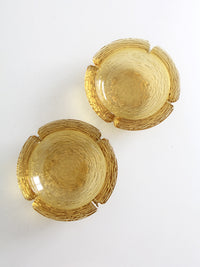 vintage Anchor Hocking Soreno honey gold ashtray pair