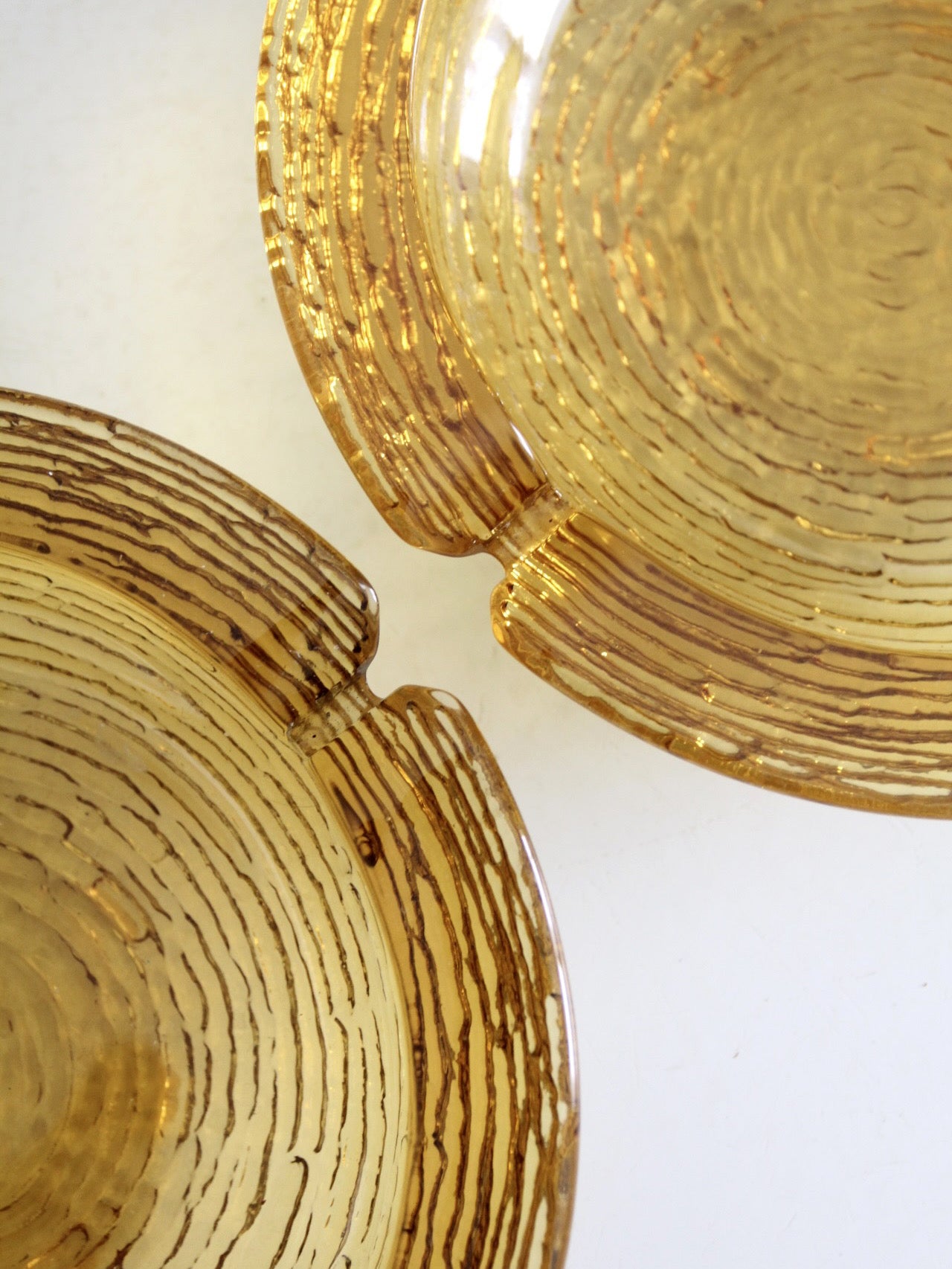 vintage Anchor Hocking Soreno honey gold ashtray pair